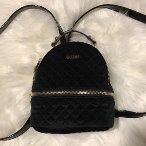 Black Velvet GUESS mini backpack purse